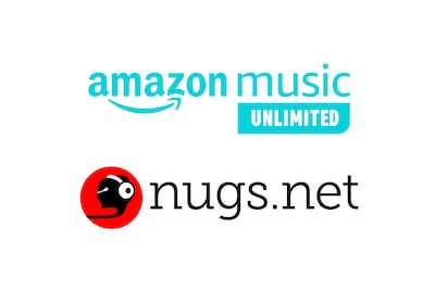 Amazon Music Unlimited, nugs.net and 360 Reality Audio Live logos