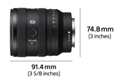 Lens with left side view with dimension Width 91.4mm (3 5/8 inches) and Height 74.8mm (3 inches)